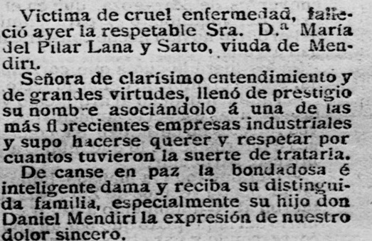 Necrológica Pilar Lana