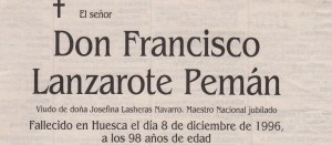 Esquela Francisco (Paco) Lanzarote