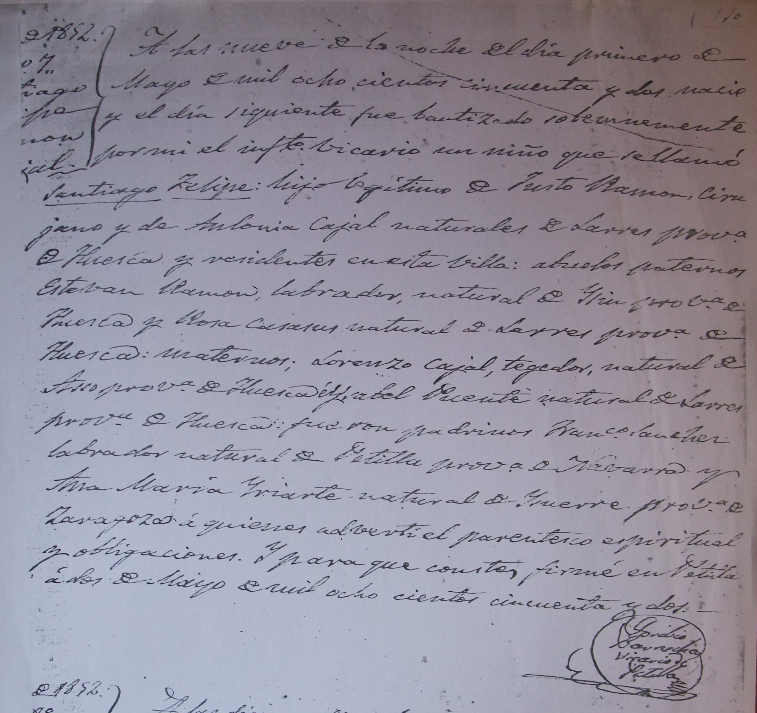 Ramón y Cajal. Bautismo